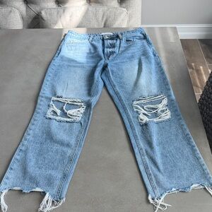 Cropped Distressed Light Blue Women's Jeans